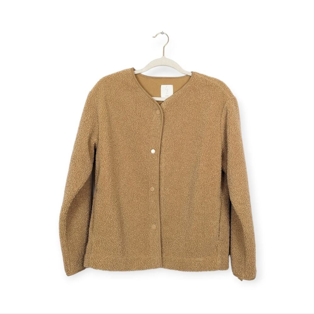 Joie Camel Button Up Sherpa Fuzzy Jacket Size S - image 1